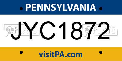 JYC1872 Pennsylvania License Plate
