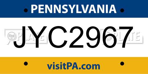 JYC2967 Pennsylvania License Plate