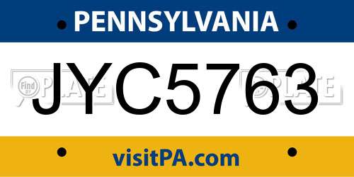 JYC5763 Pennsylvania License Plate