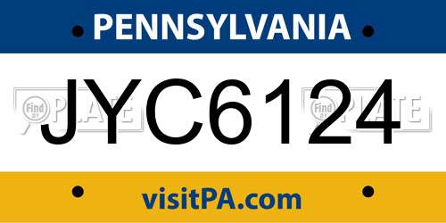 JYC6124 Pennsylvania License Plate