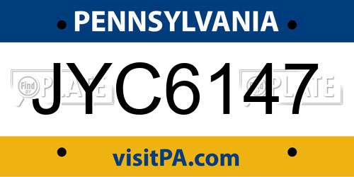 JYC6147 Pennsylvania License Plate