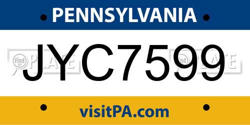JYC7599 Pennsylvania License Plate