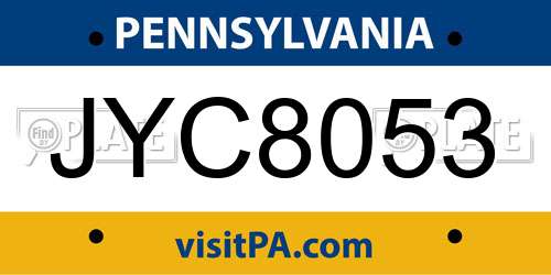 JYC8053 Pennsylvania License Plate
