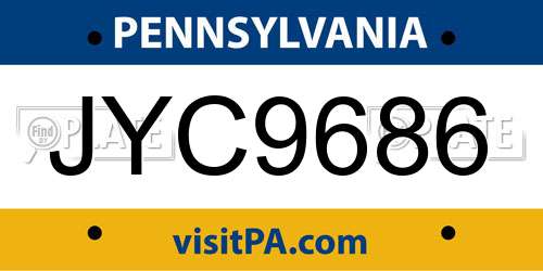 JYC9686 Pennsylvania License Plate