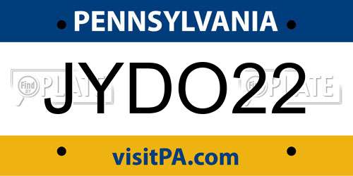 JYDO22 Pennsylvania License Plate