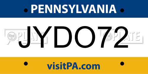 JYDO72 Pennsylvania License Plate