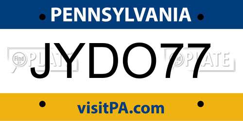 JYDO77 Pennsylvania License Plate