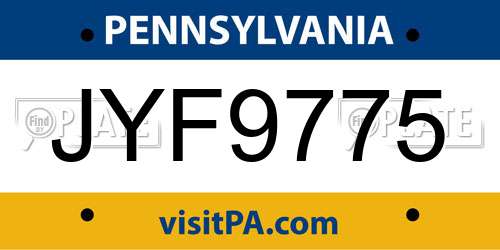 JYF9775 Pennsylvania License Plate