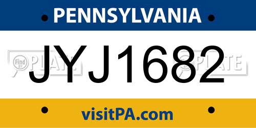 JYJ1682 Pennsylvania License Plate
