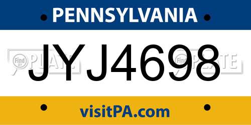 JYJ4698 Pennsylvania License Plate