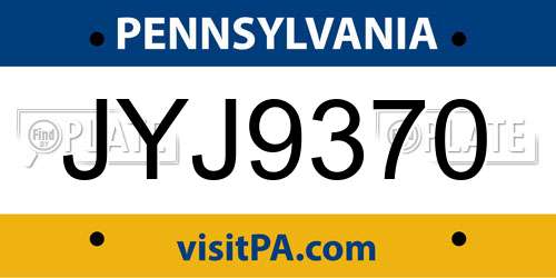 JYJ9370 Pennsylvania License Plate