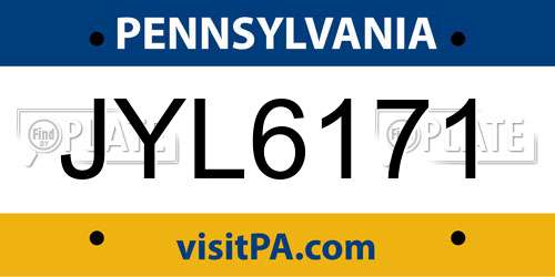 JYL6171 Pennsylvania License Plate