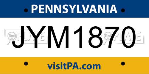 JYM1870 Pennsylvania License Plate