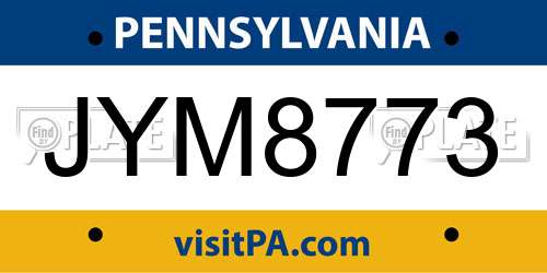 JYM8773 Pennsylvania License Plate