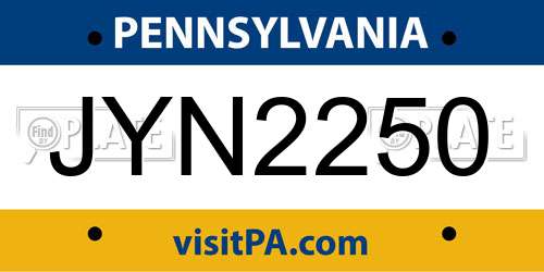 JYN2250 Pennsylvania License Plate