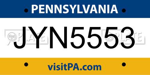 JYN5553 Pennsylvania License Plate
