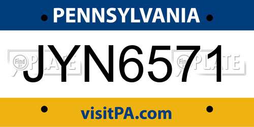 JYN6571 Pennsylvania License Plate