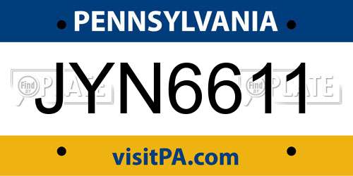 JYN6611 Pennsylvania License Plate
