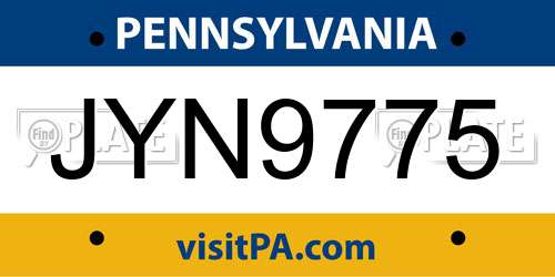 JYN9775 Pennsylvania License Plate