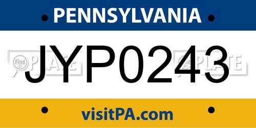 JYP0243 Pennsylvania License Plate