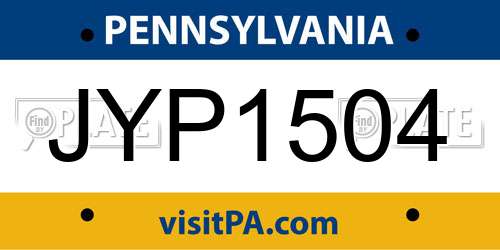 JYP1504 Pennsylvania License Plate