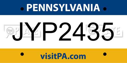 JYP2435 Pennsylvania License Plate