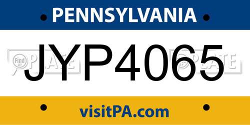 JYP4065 Pennsylvania License Plate