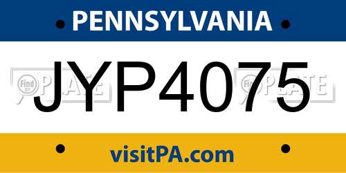 JYP4075 Pennsylvania License Plate