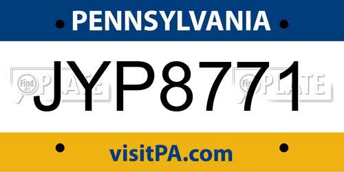 JYP8771 Pennsylvania License Plate