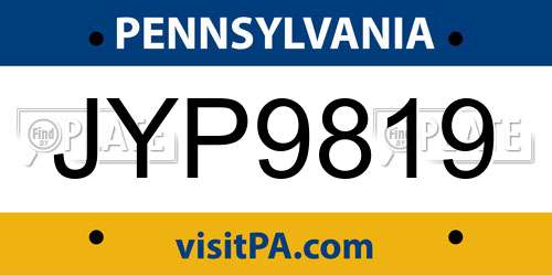 JYP9819 Pennsylvania License Plate