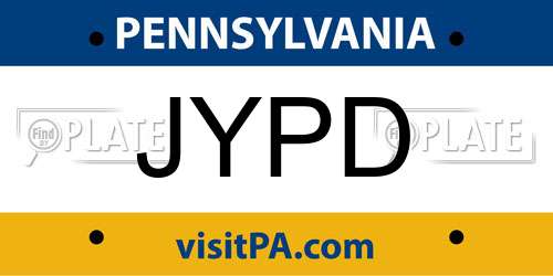 JYPD Pennsylvania License Plate