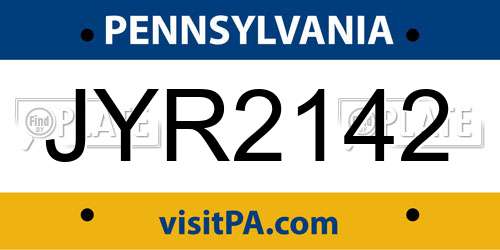 JYR2142 Pennsylvania License Plate