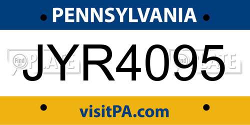 JYR4095 Pennsylvania License Plate