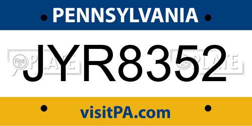 JYR8352 Pennsylvania License Plate