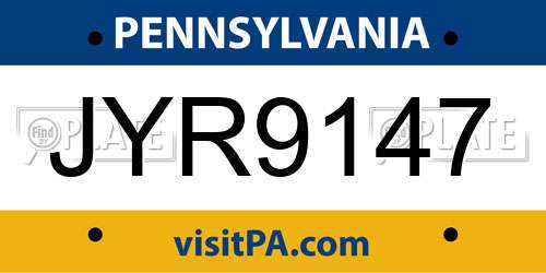 JYR9147 Pennsylvania License Plate