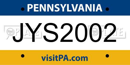 JYS2002 Pennsylvania License Plate