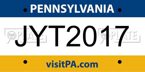 JYT2017 Pennsylvania License Plate