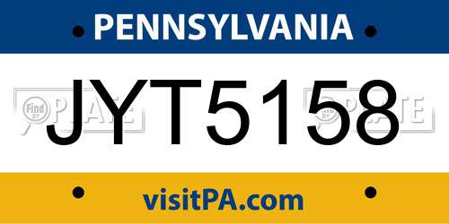 JYT5158 Pennsylvania License Plate