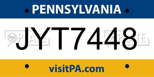JYT7448 Pennsylvania License Plate