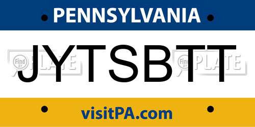 JYTSBTT Pennsylvania License Plate
