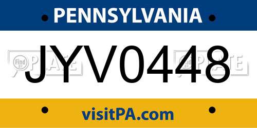 JYV0448 Pennsylvania License Plate