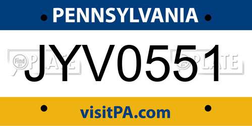 JYV0551 Pennsylvania License Plate