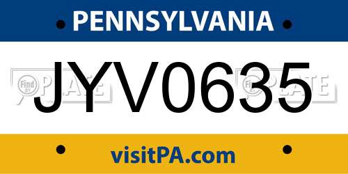 JYV0635 Pennsylvania License Plate