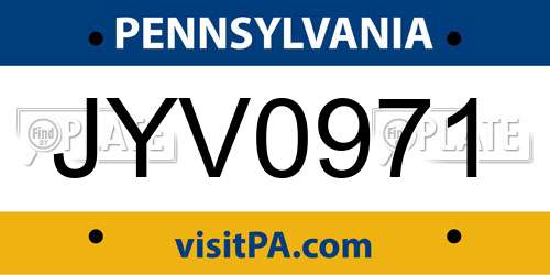 JYV0971 Pennsylvania License Plate
