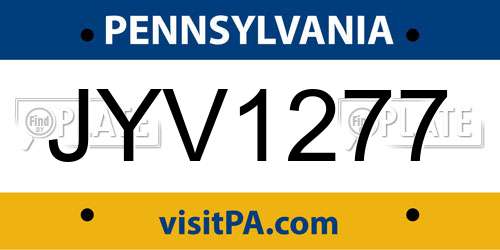 JYV1277 Pennsylvania License Plate