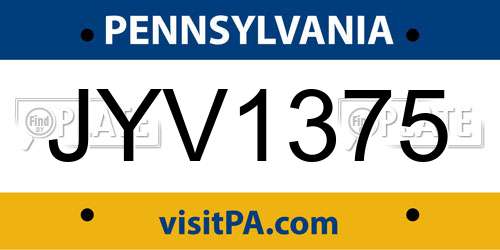 JYV1375 Pennsylvania License Plate