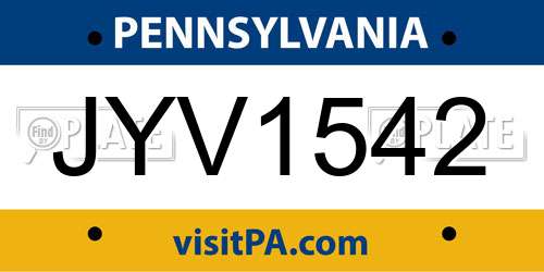 JYV1542 Pennsylvania License Plate