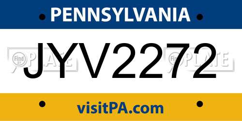 JYV2272 Pennsylvania License Plate