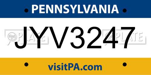 JYV3247 Pennsylvania License Plate