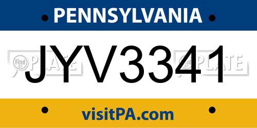 JYV3341 Pennsylvania License Plate